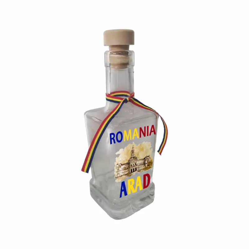 Arad romania, sticla cu mesaj patrata, 250 ml, model divgs318 04
